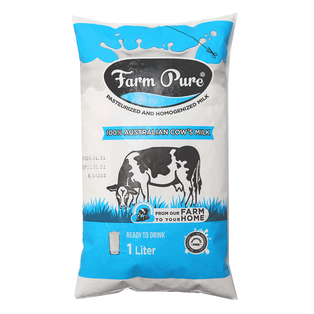 FARM PURE PASTEURIZED MILK POUCH 1LTR