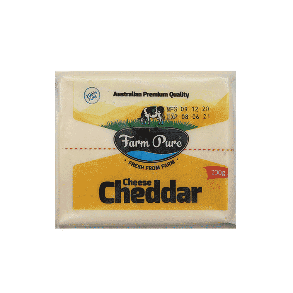 FARM PURE CHEDDAR CHEESE BLOCK 200GM