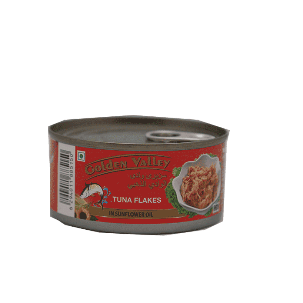 GOLDEN VALLEY TUNA FLAKES IN SUNFLOWER OIL TIN 185 GM