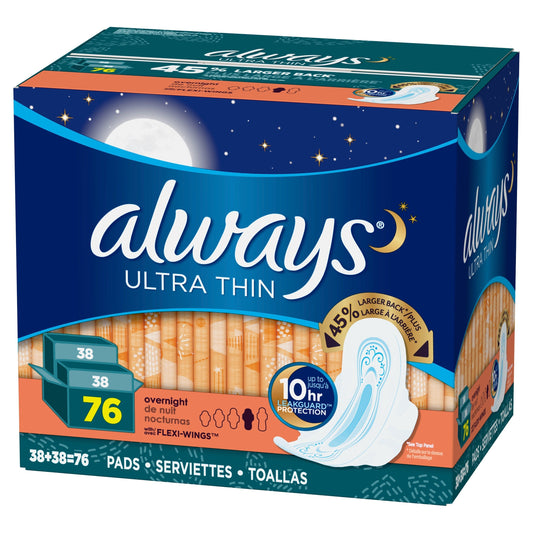 ALWAYS SANITARY PADS ULTRA THIN OVER NIGHT 76PC