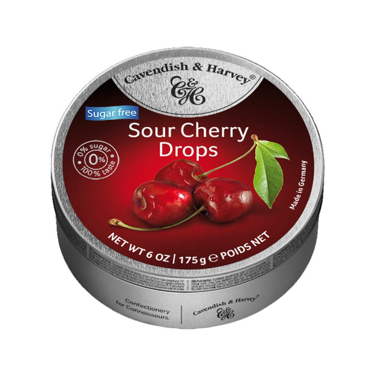 CAVENDISH AND HARVEY SUGAR FREE SOUR CHERRY DROPS 175GM