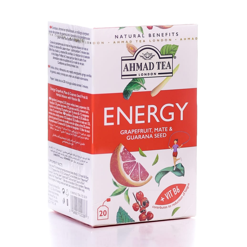 AHMAD TEA BAGS ENERGY GRAPEFRUIT MATE & GUARANA SEED 20S 30