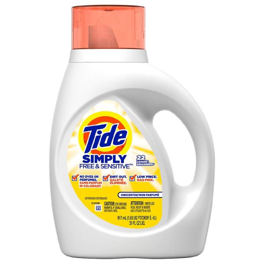 TIDE WASHING LIQUID SIMPLY FREE & SENSITIVE UNSCENTED 917 ML