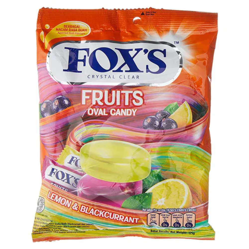 FOXS OVAL CANDY MIX FRUITS CRYSTAL CLEAR 125 GM