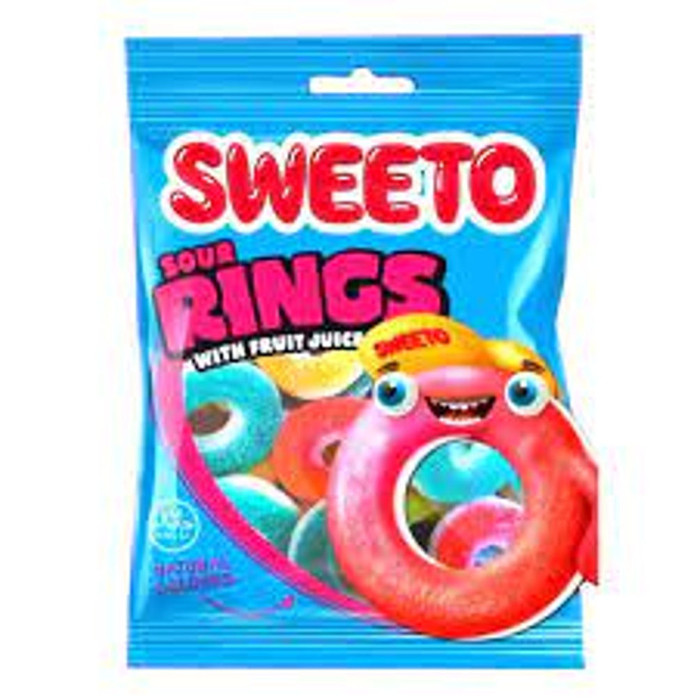 SWEETO JELLY SOUR RINGS WITH FRUIT JUICE 80 GM