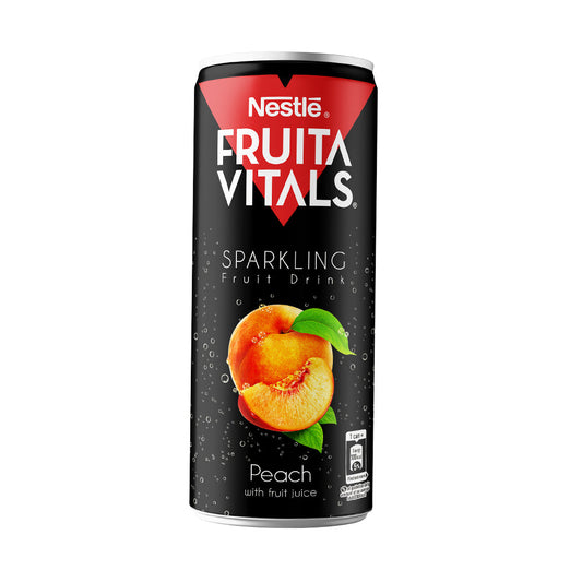 NESTLE FRUITA VITALS SPARKLING FRUIT DRINK PEACH CAN 250ML