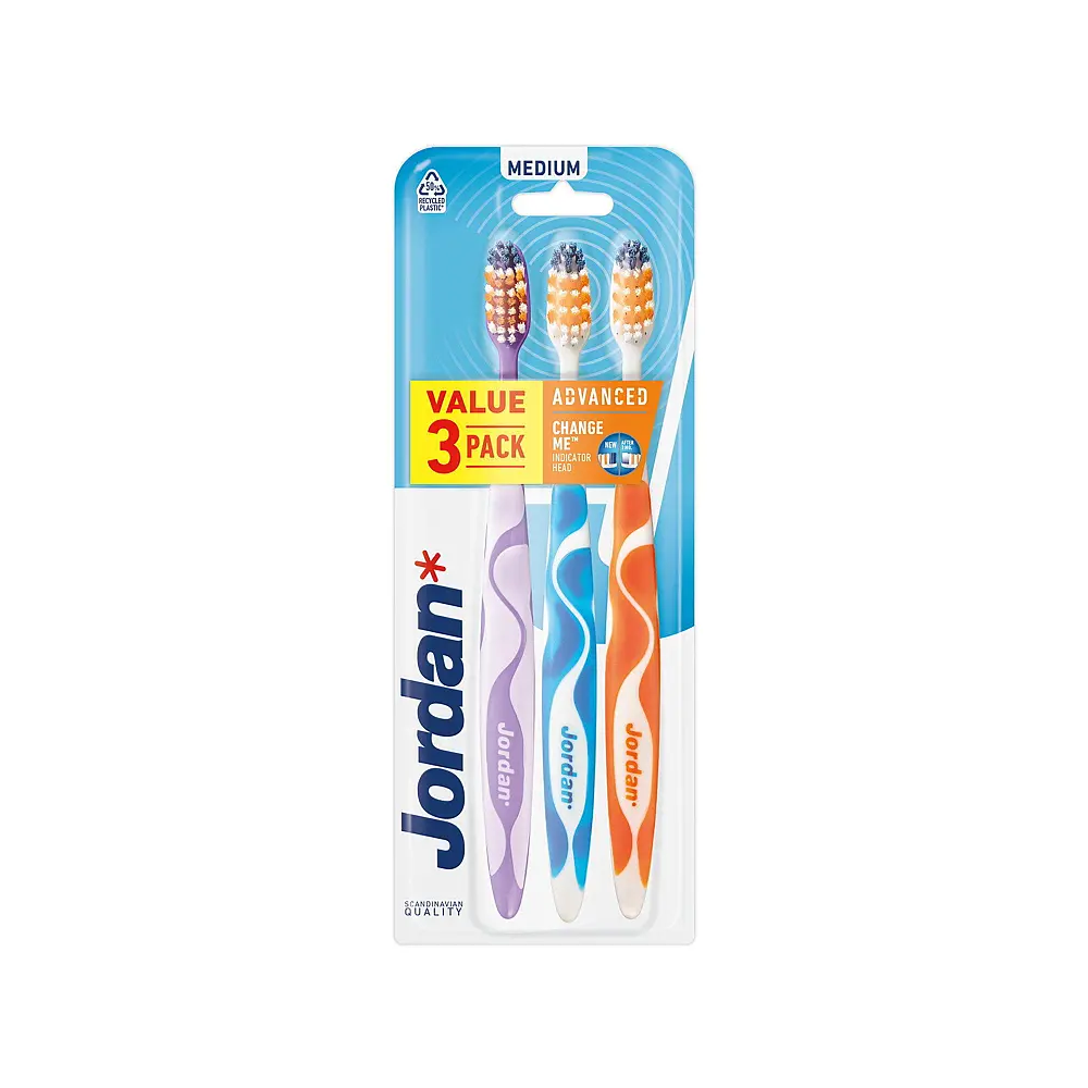 JORDAN TOOTH BRUSH ADVANCED 3 PC MEDIUM VALUE PACK