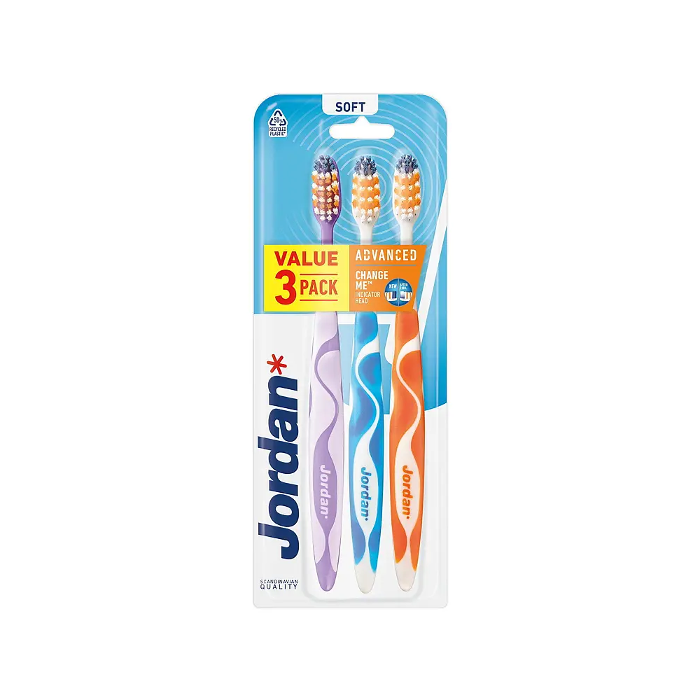 JORDAN TOOTH BRUSH ADVANCED 3 PC SOFT VALUE PACK