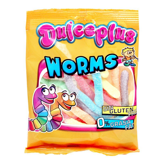 DULCEPLUS JELLY SOUR WORMS GLUTEN FREE 100 GM