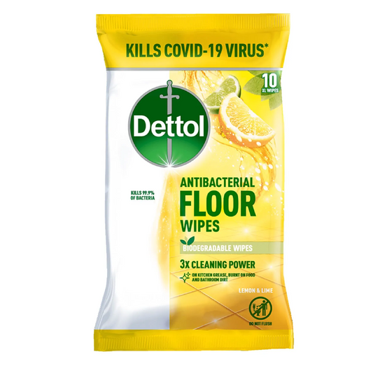 DETTOL FLOOR WIPES ANTIBACTERIAL LEMON AND LIME 10S