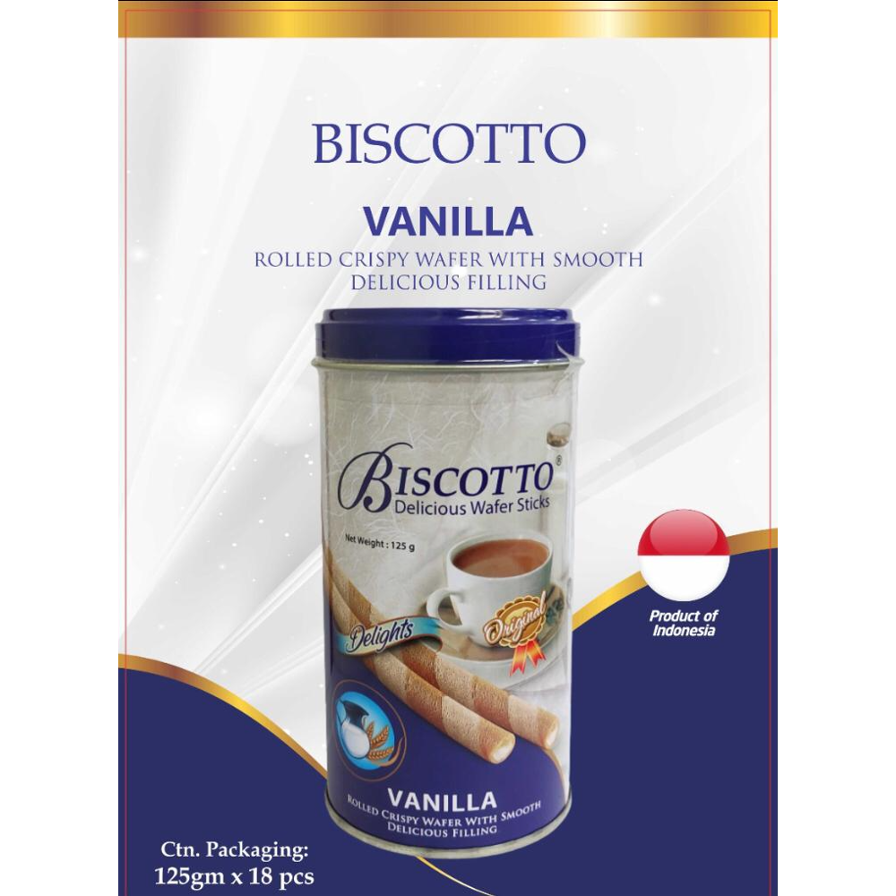 BISCOTTO WAFER STICKS VANILLA DELIGHTS 125 GM