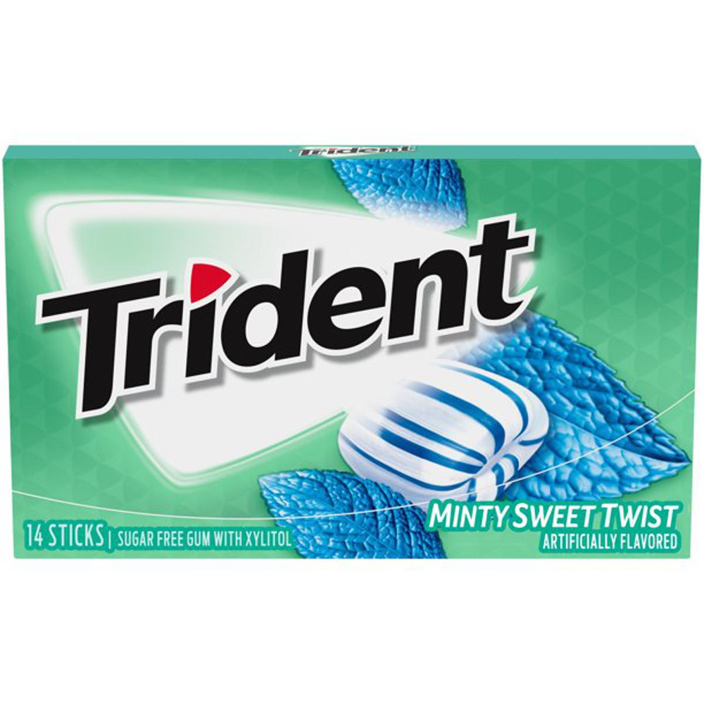 TRIDENT BUBBLE GUM MINTY SWEET TWIST 14 STICKS