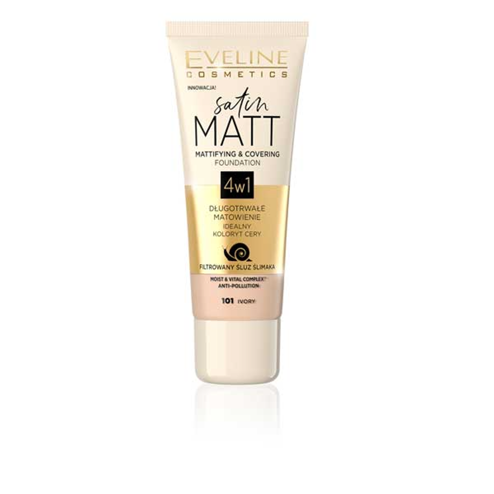 EVELINE SATIN MATT MATTIFYING & COVERING FOUNDATION 101 IVOR