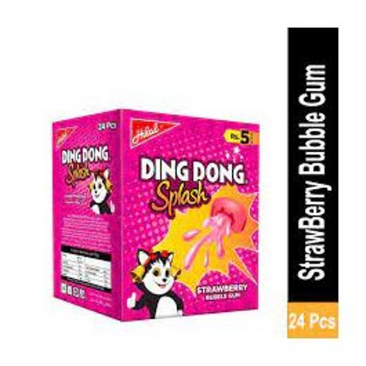 HILAL DING DONG SPLASH STRAWBERRY BUBBLE GUM BOX 144GM