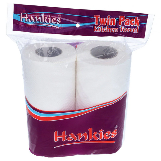 HANKIES TWIN PACK KITCHEN TOWEL LUXURY SIZE 2 PLY SHEET