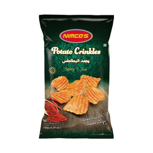 NIMCOS POTATO CRINKLES SPICY CHIPS 150 GM