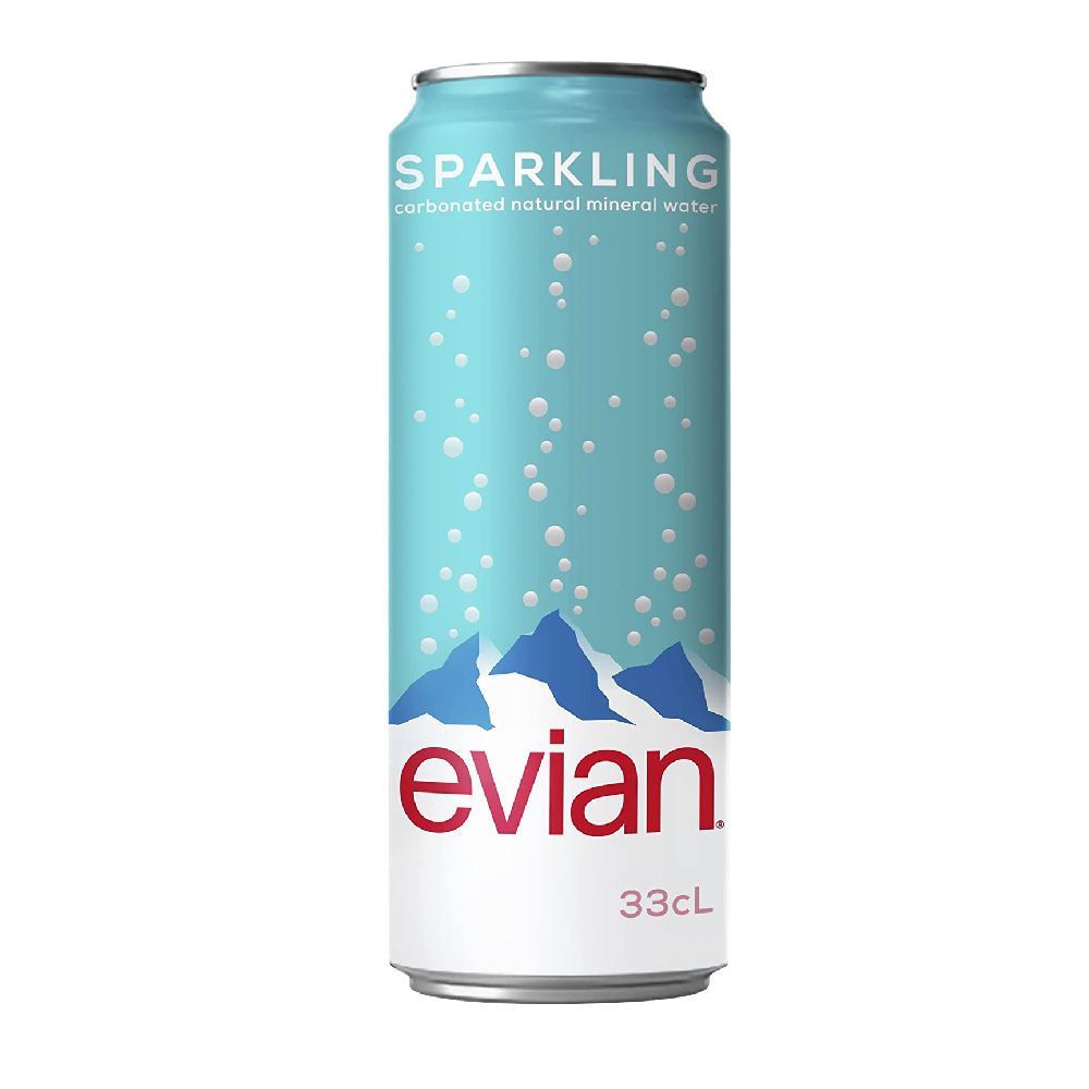 EVIAN SPARKLING NATURAL MINERAL WATER CAN 330 ML