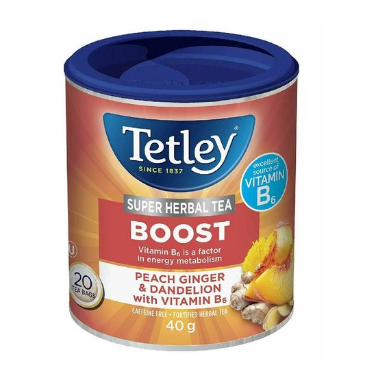 TETLEY SUPER HERBAL TEA PEACH GINGER 40 GM