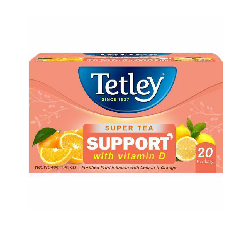 TETLEY SUPER HERBAL TEA LEMON & ORANGE 40 GM