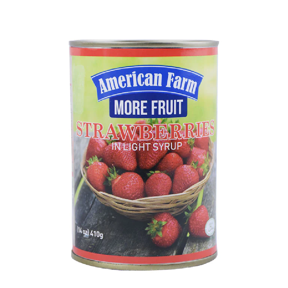 AMERICAN FARM STRAWBERRIES IN LIGHT SYRUP 410 GM