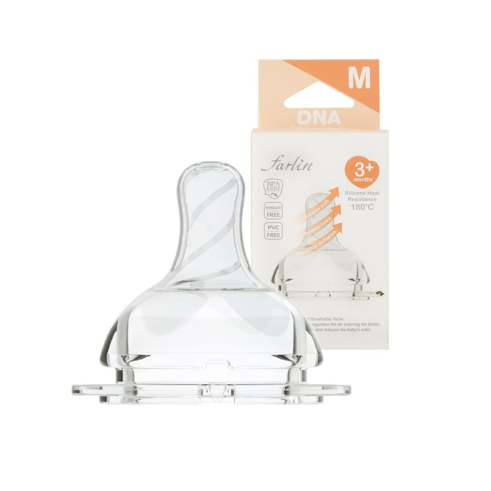 FARLIN NIPPLE DNA SILICONE 3M+ 2PC AC-22007 M