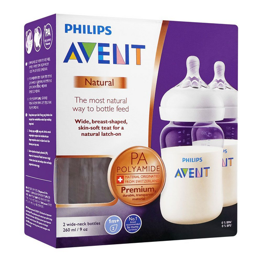 PHILIPS AVENT BABY FEEDING BOTTLE NATURAL 2 WIDE NECK SCF474