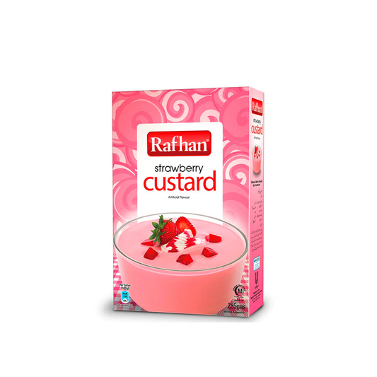 RAFHAN CUSTARD POWDER STRAWBERRY SAVE RS.20 275 GM