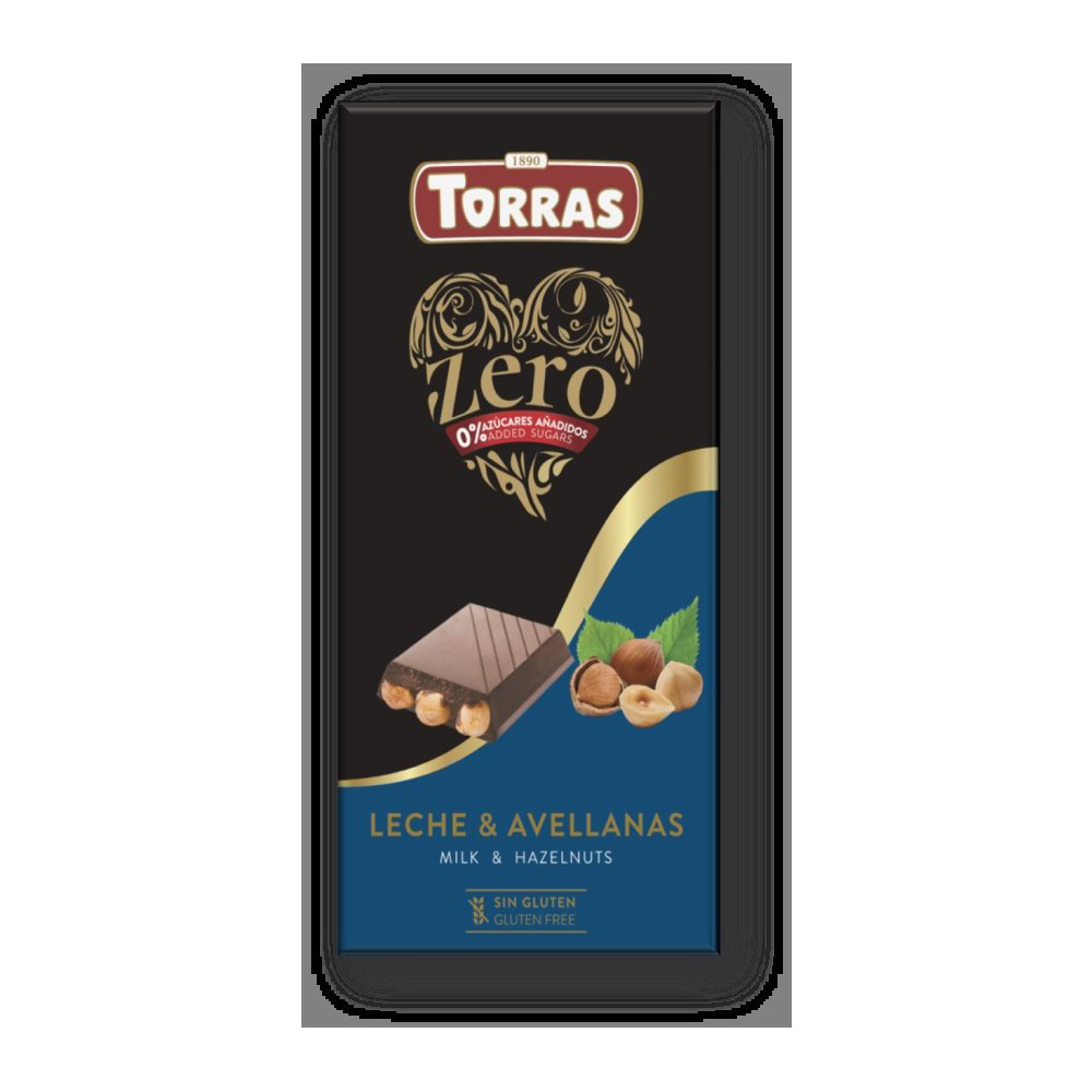 TORRAS ZERO MILK & HAZELNUTS CHOCOLATE BAR 150GM