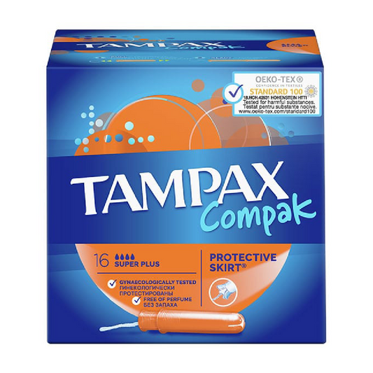 TAMPAX COMPAK PROTECTIVE SKIRT SUPER PLUS 16 PCS