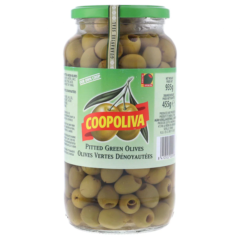 COOPOLIVA PITTED GREEN OLIVES 450 GM