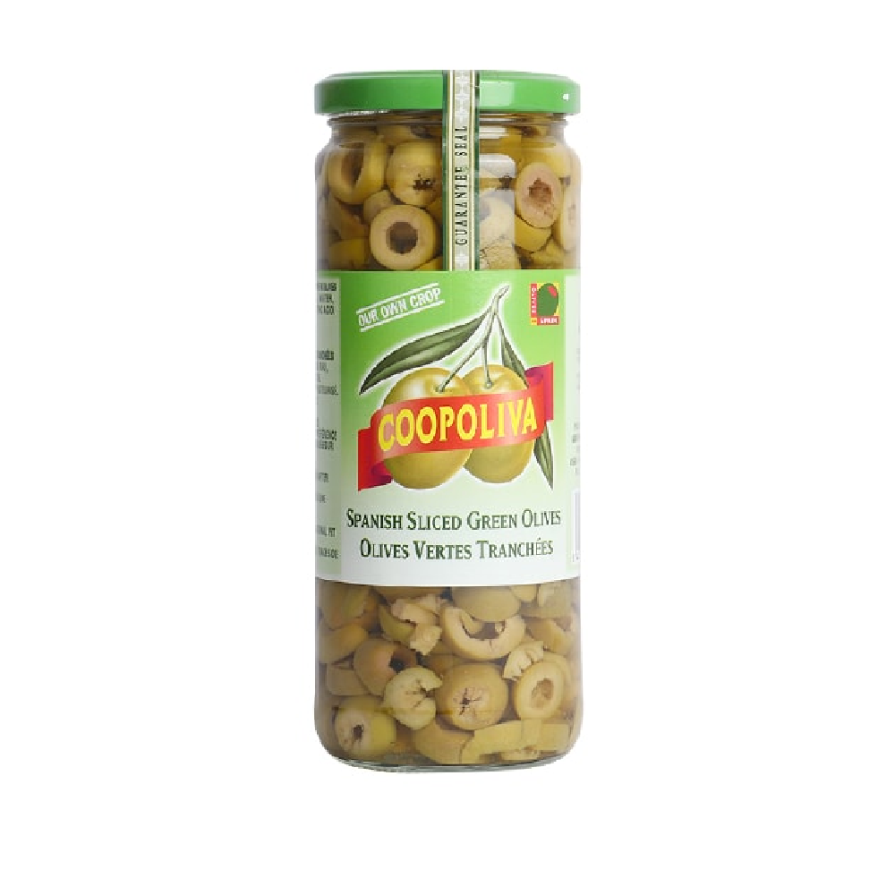 COOPOLIVA SLICED GREEN OLIVES 450 GM