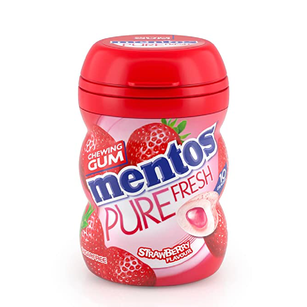 MENTOS GUM STRAWBERRY SUGAR FREE 40 PC 56 GM