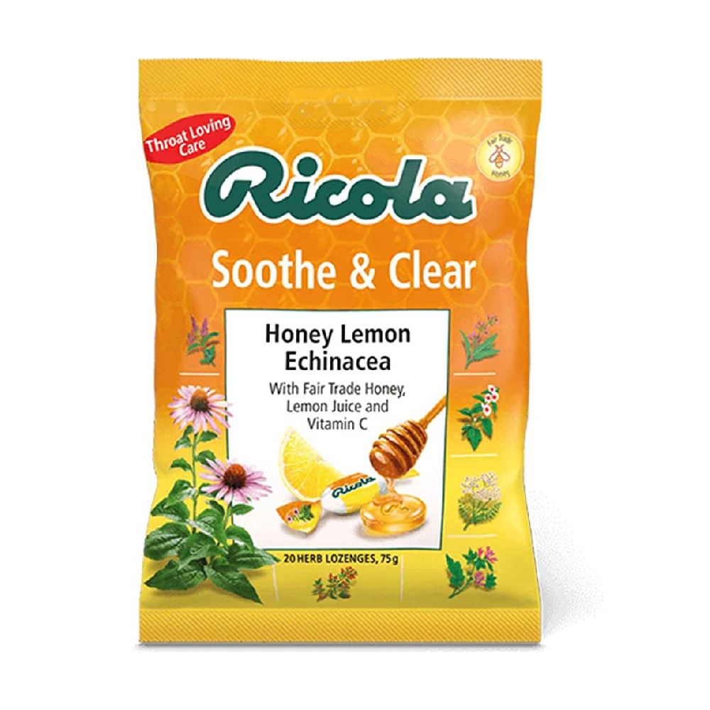 RICOLA CANDY SOOTHE & CLEAR HONEY LEMON 75 GM