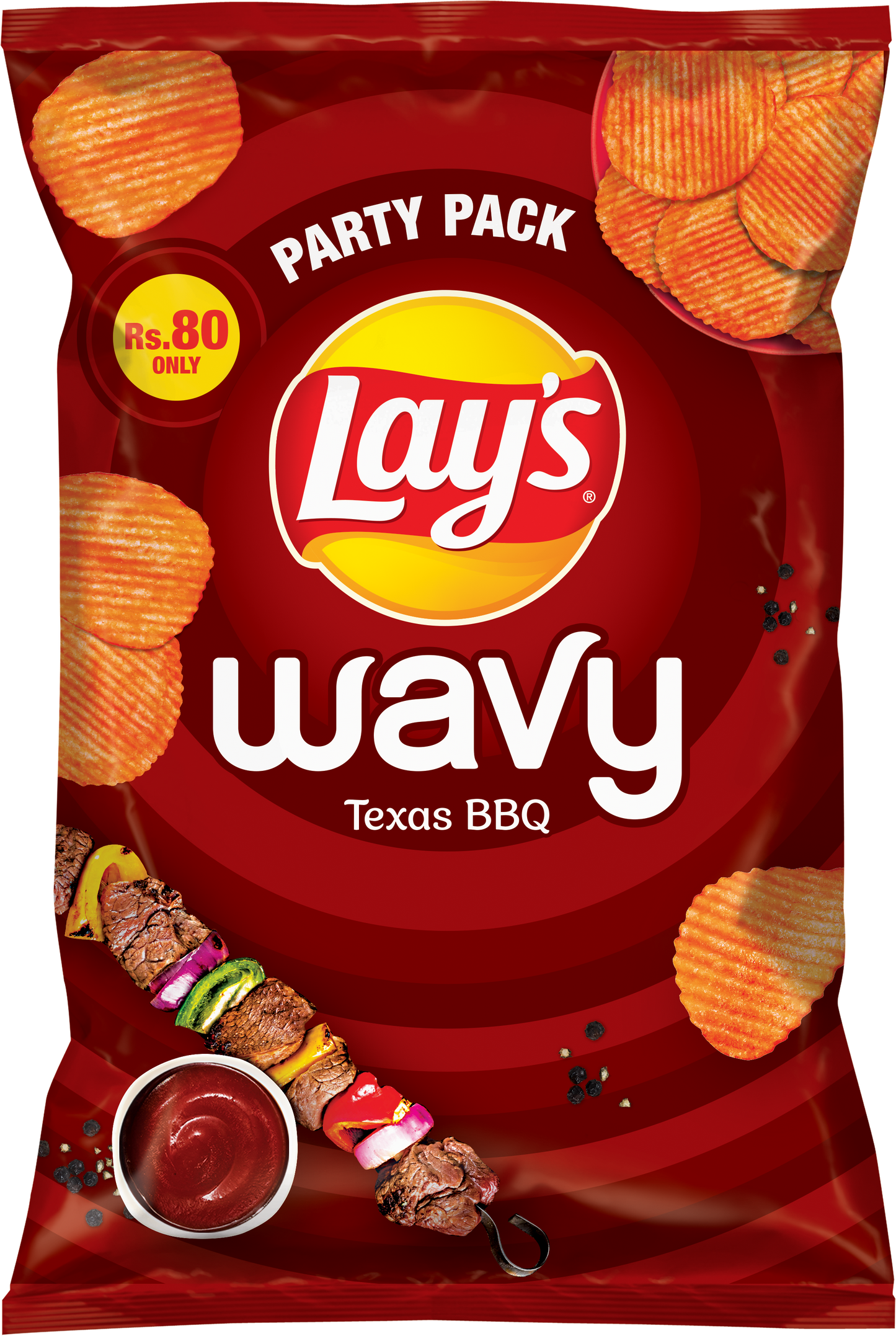 LAYS WAVY BBQ CHIPS 80GM