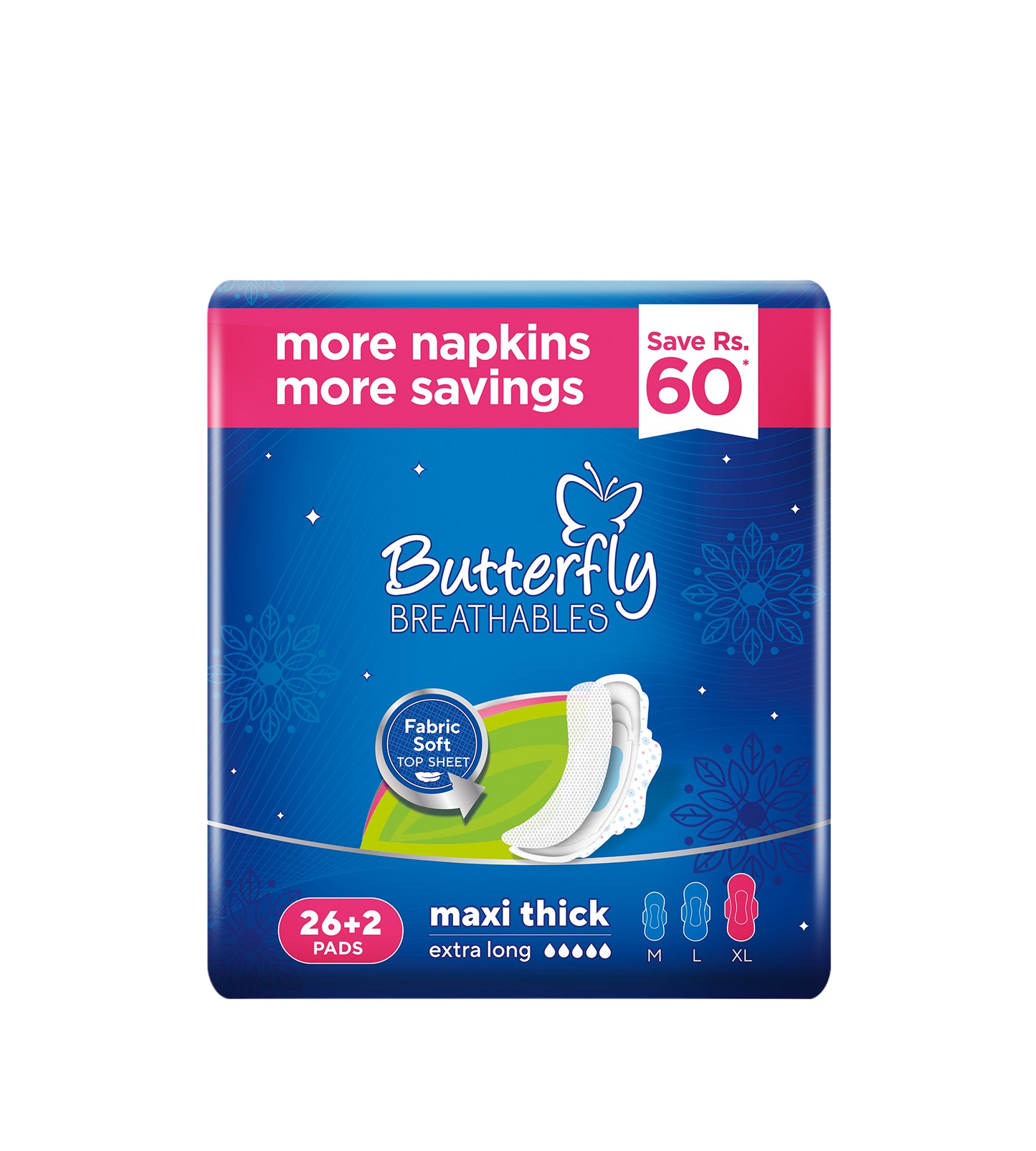 BUTTERFLY BREATHABLES MAXI THICK EXTRA LONG TRIO PACK 28 PCS