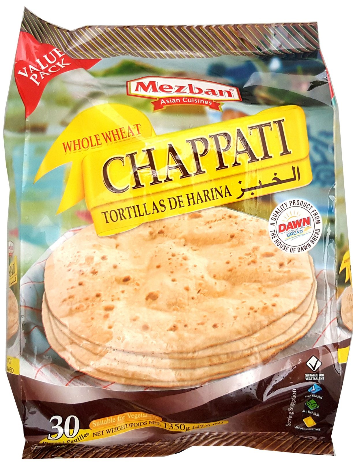 Mezban Whole Wheat Chappati Value Pack (30pcs)