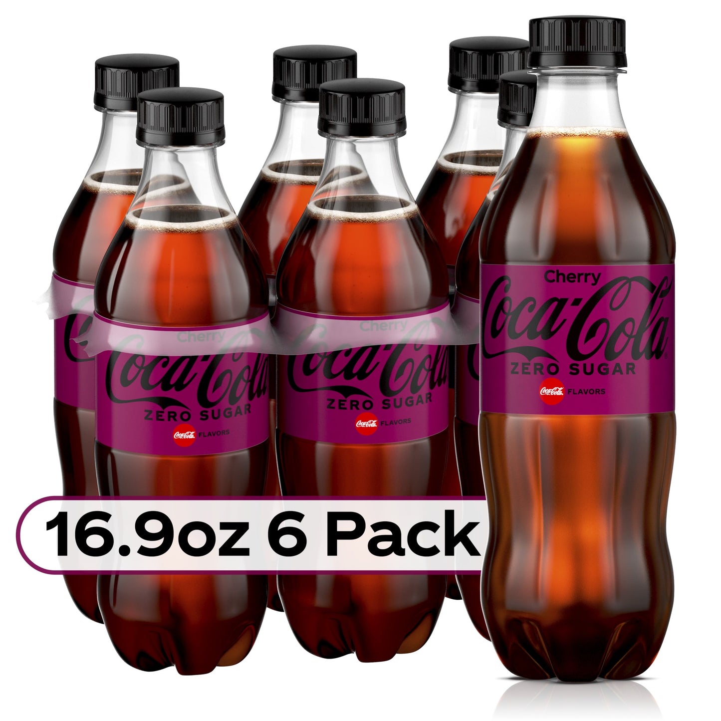 Cherry Coke Zero Sugar, Cherry Flavored Coca-Cola Diet Soda Soft Drink, 16.9 fl oz, 6 Pack