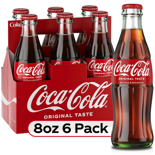 Coca-Cola Soda Pop, 8 fl oz, 6 Pack Glass Bottles