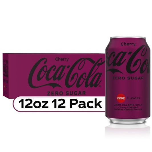 Coca-Cola Zero Sugar Cherry Soda Pop, 12 fl oz, 12 Pack Cans