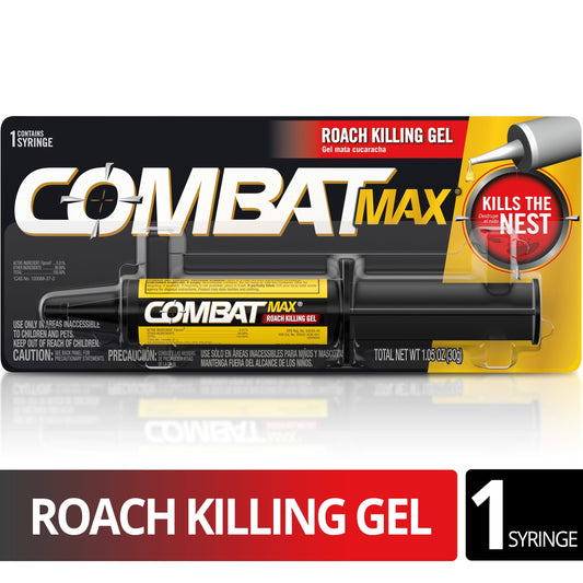 Combat Max Roach Killing Gel for Indoor and Outdoor Use, 1 Syringe, 1.05 Ounces