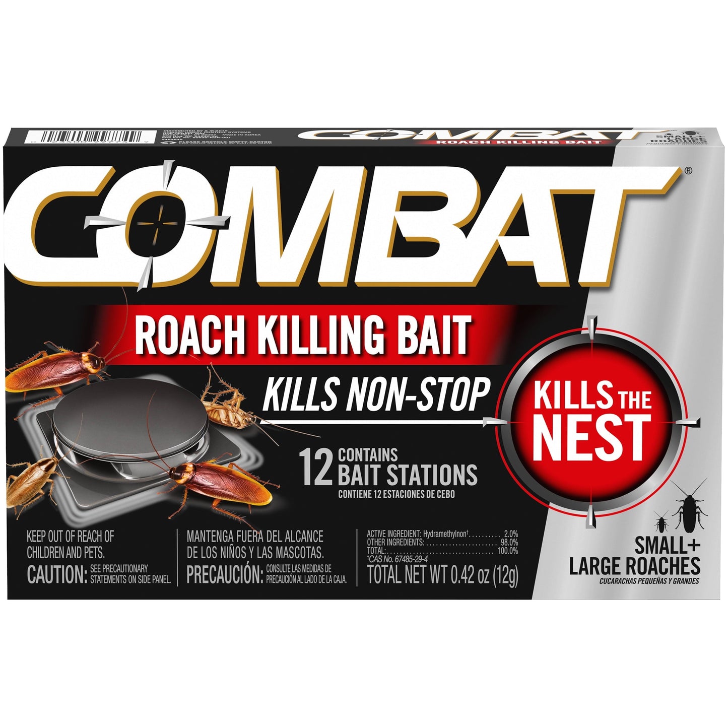 Combat Roach Killing Bait Stations for Small and Large Roaches, 12 Count