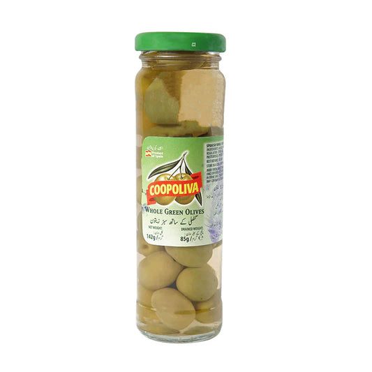 COOPOLIVA PITTED GREEN OLIVES 142 GM