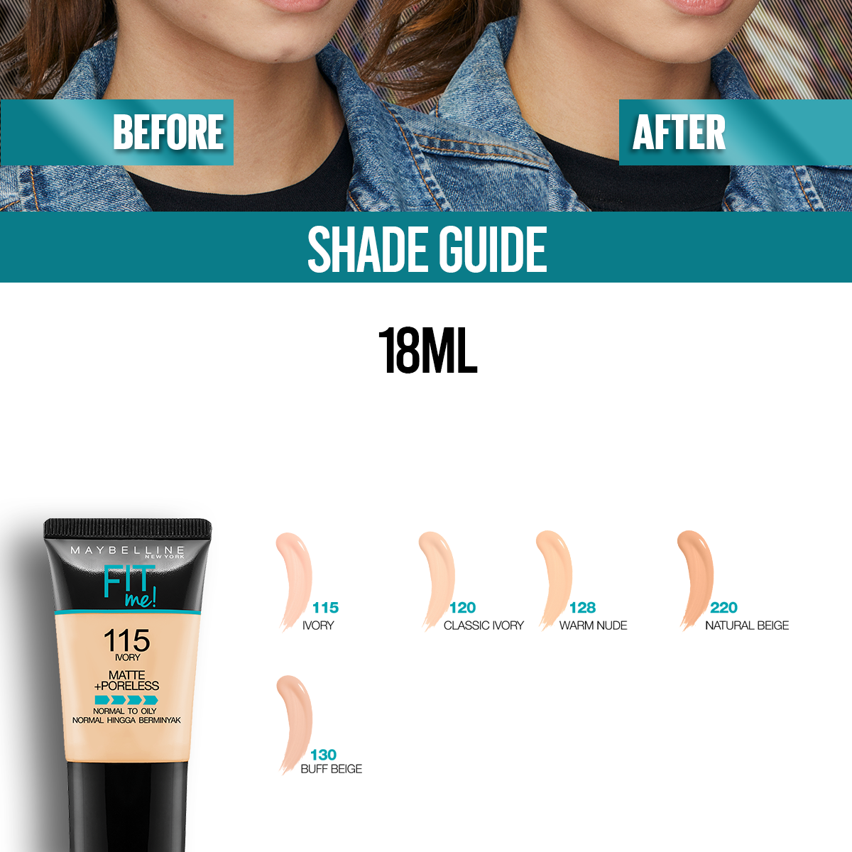 MAYBELLINE PRIMER FIT ME FOUNDATION MATTE & PORELESS SPF 115