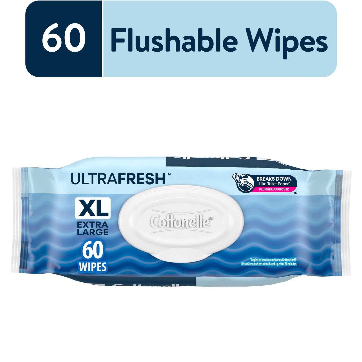 Cottonelle Ultra Fresh XL Flushable Wipes, 1 Flip-Top Pack, 60 Wipes Per Pack (60 Total)