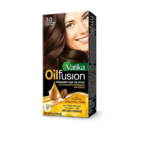 Vatika Oil Fusion Permanent Hair Color Kit (Dark Brown)