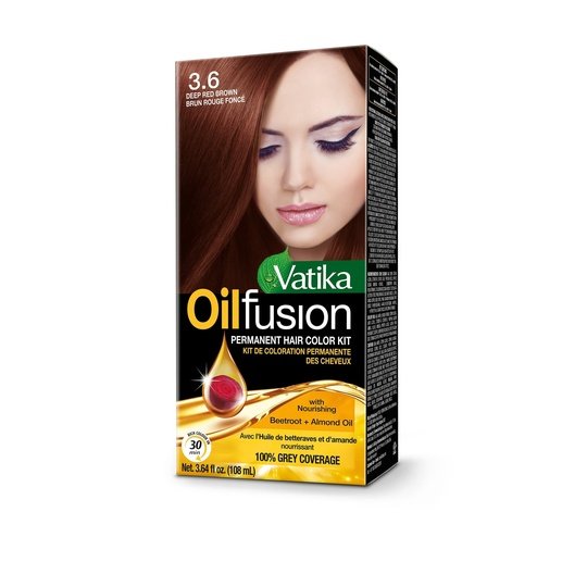 Vatika Oil Fusion Permanent Hair Color Kit (Deep Red Brown)