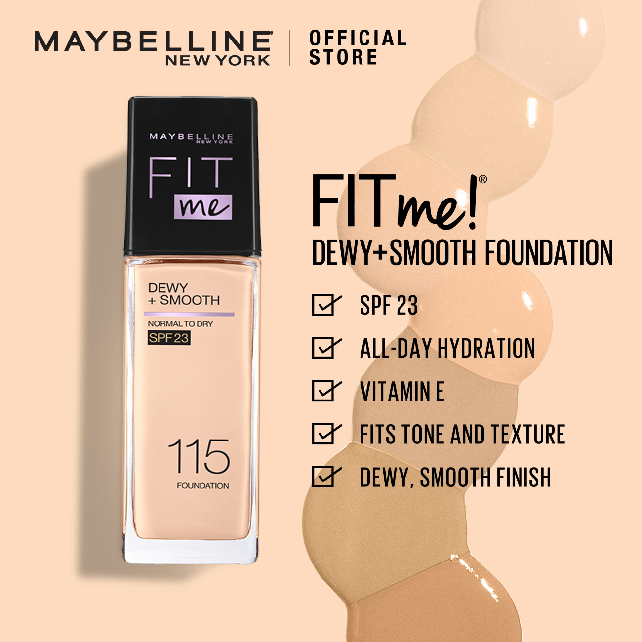 MAYBELLINE PRIMER FIT ME FOUNDATION DEWY PUMP SPF 110 30ML