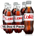 Diet Coke Soda Pop, 16.9 fl oz, 6 Pack Bottles