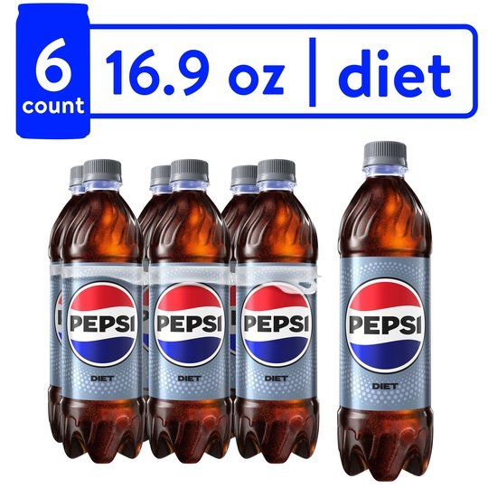 Diet Pepsi Soda, 16.9 oz Bottles, 6 Count