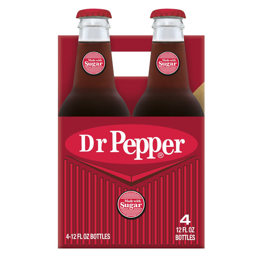 Dr Pepper Made with Sugar Soda, 12 fl oz, 4 Count